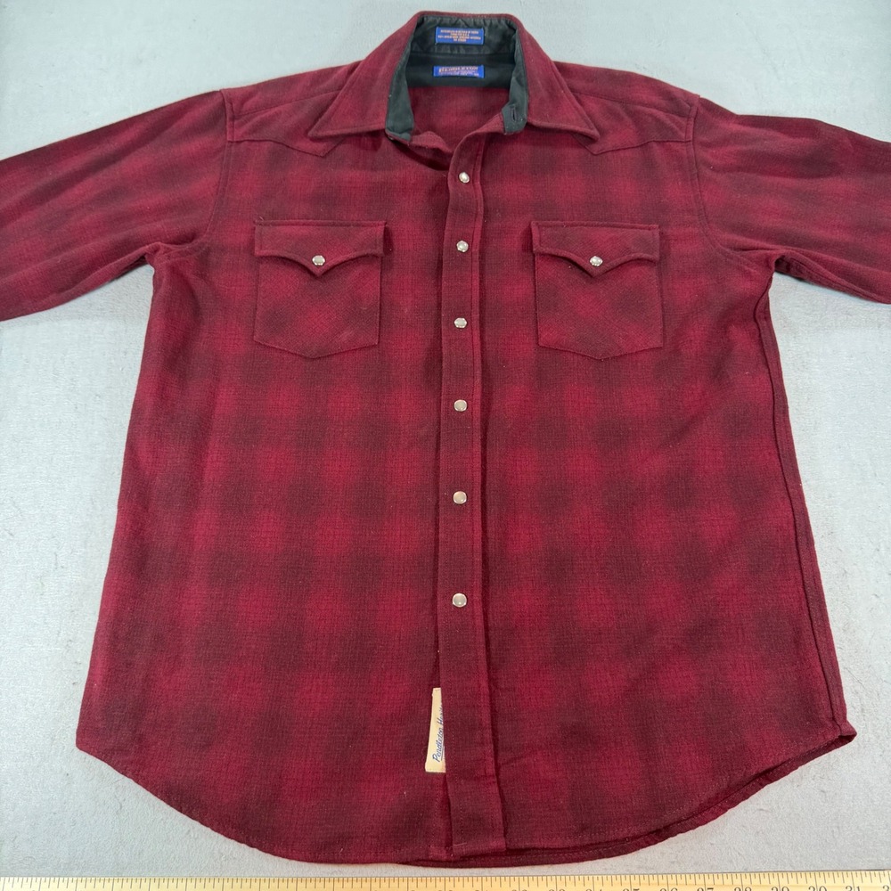 Pendleton Heritage Huntsman Red Shadow Plaid Wool Western Snap‎ Shirt Mens M